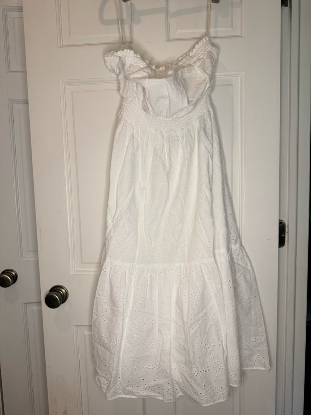 Lilly Pulitzer White Eyelet Midi Dress with Smocked Bodice